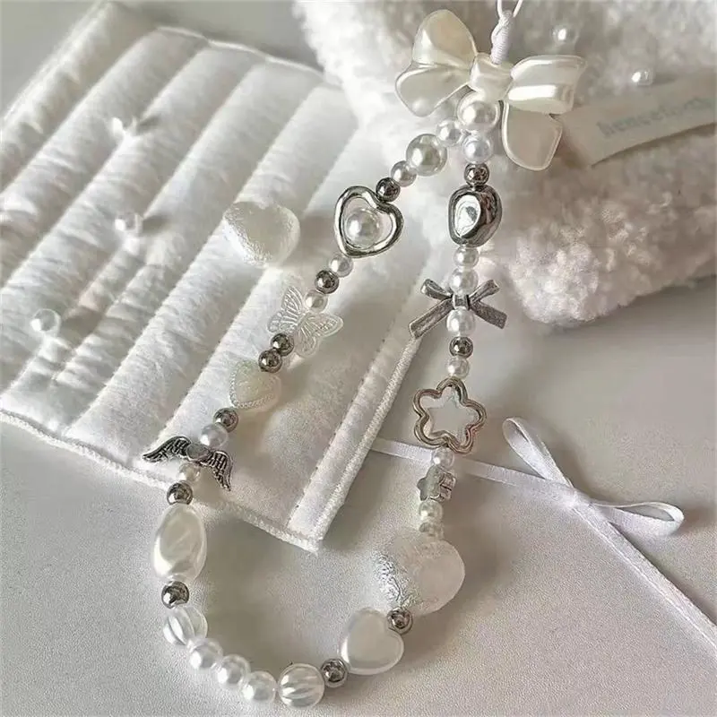 Cute Bow & Love Heart Design Phone Chain, Fashionable Phone Lanyard, Phone Charms, Phone Decoration Accessories, Phone Accessory for Women & Girls