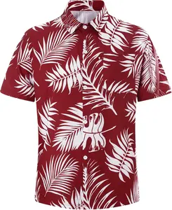 Men's Hawaiian Short Sleeve Button Down Tropical Shirt - Summer Aloha Beach Casual Printed Shirt for Vacation