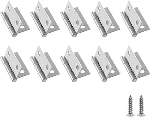 10 Pack 1 Inch  Hinge, Stainless Steel Folding  Hinges, Cabinet Mini Hinges Small Box Hinges Door Hinge Rectangle