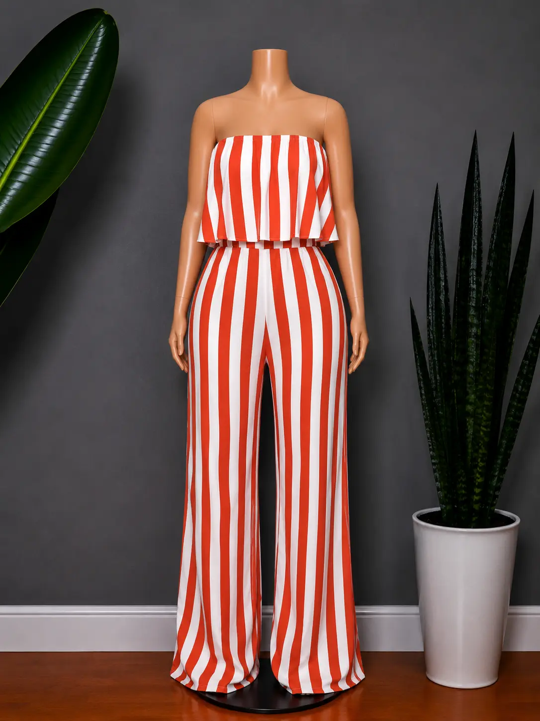Women's Sailor Striped Overalls Romper - Rust Orange, With Pockets, As Shown Details