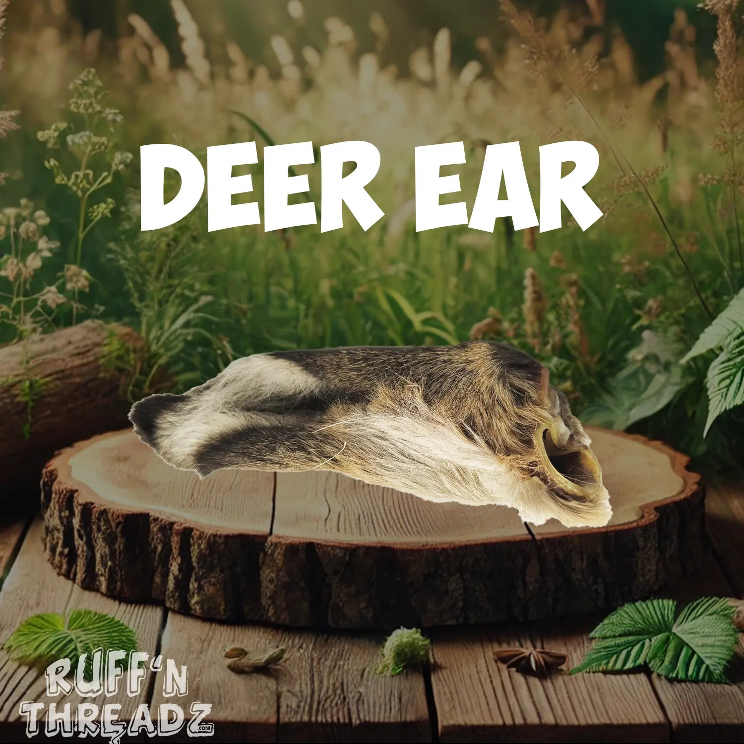 Ruff'n Threadz Organic Dog Ear of the Deer - Natural Dog Ear Chew for all Dogs