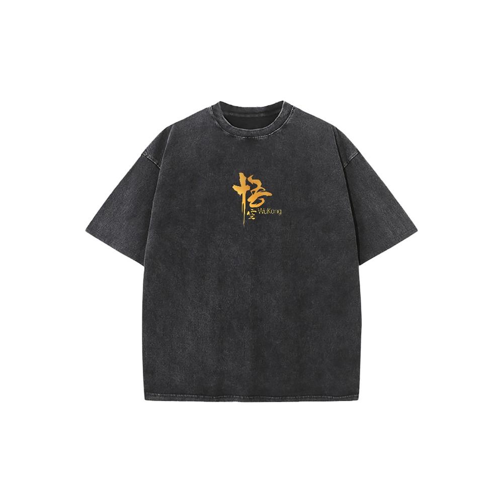 Sun Wukong Washed Oversized T-Shirt, Monkey King Chinese Mythology Graphic Tee, Vintage Asian Streetwear For Men