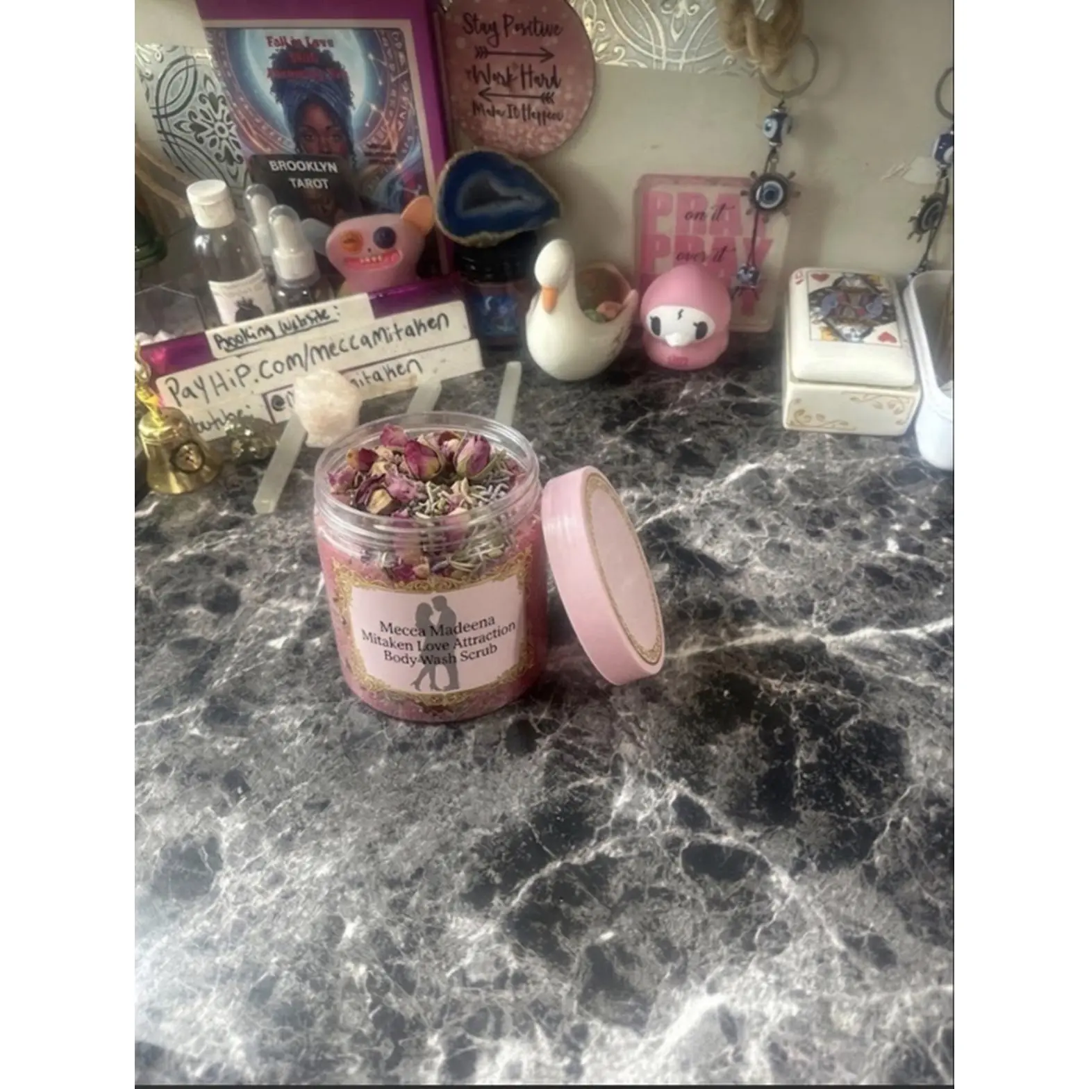 Love Attraction Body Scrub Spiritual Exfoliating Herbal Wash for Manifesting Romance with High-Vibe Rose Petals and Botanicals