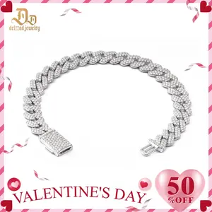 Delzzad (MSG.03) 14K Gold-Plated 8.5MM Iced Out Cuban Link Bracelet Necklace VVS D Color Synthetic Moissanite S925 Unisex Bling Hip Hop Cuban Chain Perfect for Any Occasion & Everyday Wear Birthday Anniversary Christmas Gifts