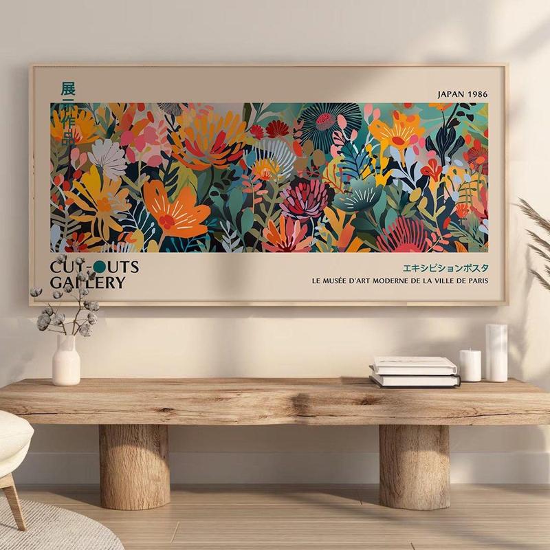 Mid Century Poster, Panoramic Colorful Wall Art, Abstract Art, Patchwork Illustration, Living Room Print, Japanese Scenery Art, Floral -Y14, Decor, poster, Wall art, Decor Decoration