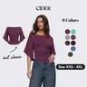 Cider Boat Neck Mid-length Bell Sleeve Ruched Tee