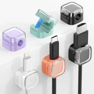 6 Pack Magnetic Cord Organizer Holder - Strong Adhesive Cable Management Clips for Desk, Easy Open Wire Holders to Organize Phone Charger Cords for Home Office Car Garage Accessories (Colorful)