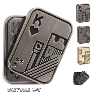 Metal Poker Push Card, Manually Rotate Office Decompression Toy, Relief Pressure Anxiety Stress, Magnetic Tabletop Fidget Toy for Adults Teens