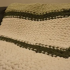 Chunky Knit Sage Herringbone Blanket - Soft Cozy Throw for Home Decor