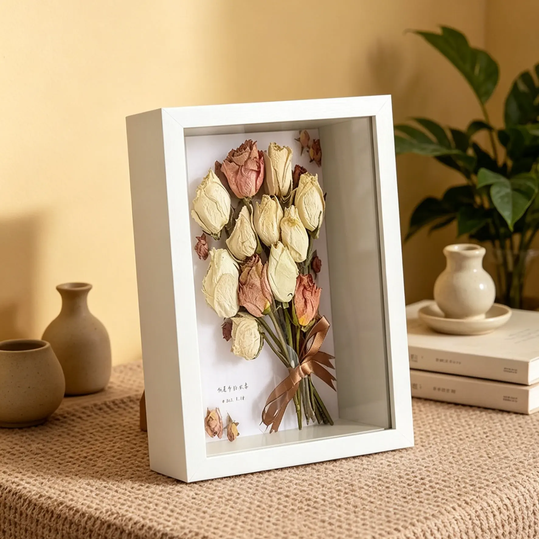 Elegant A4 3D Box, Deep Display Cabinet for Photos, Crafts, Collectibles, Multi-Functional Desktop or Wall-Mounted, Classic Wooden Design