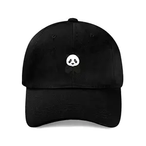 Classic Black Printed Panda Baseball Cap Unisex Cotton Dad Hat