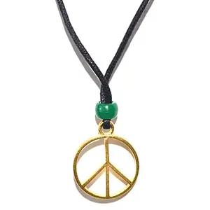 Gold Peace Sign Amulet Necklace — Harmony &amp; Positive Energy Pendant