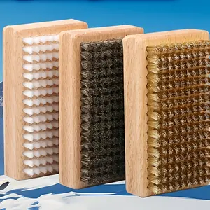 [3-Pack Multi-Texture Snowboard Wax Brushes] 3-Pack Wooden Snowboard Wax Brushes - Multi-Texture Set for Adult Snow Waxing, Polishing, Degreasing - Includes Copper Wire, Nylon, Horse Hair Bristles - Uncharged Manual Snow Sports Cleaning Too