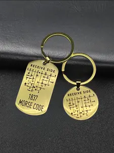 Double-Sided Morse Code Keychain, Letters and Numbers, Educational Gift for Radio Enthusiasts, Unisex Car Key Holder, Cute Cartoon Style