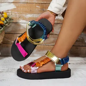 New Summer Women'S Color-Blocking Lightweight Thick-Soled Sandals