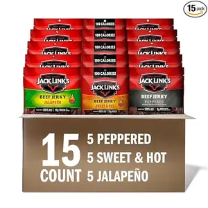 Jack Link's Beef Jerky Bold Variety Pack – Includes Sweet & Hot, Jalapeño and Peppered Jerky, Bulk Protein Snack Pack, Good Source of Protein, Meat Snacks Made with 100% Beef – 1.25 Oz (Pack of 15)