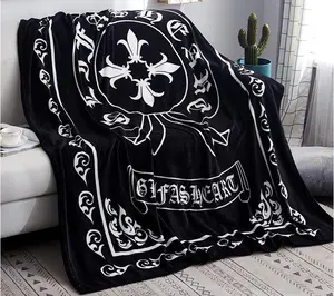 Throw Blanket Chrome Cross Heart Blanket Lightweight Napping Sofa Blanket Plush Flannel Blanket Quilt Durable Fleece Blanket warm nap blanket soft flannel shawl