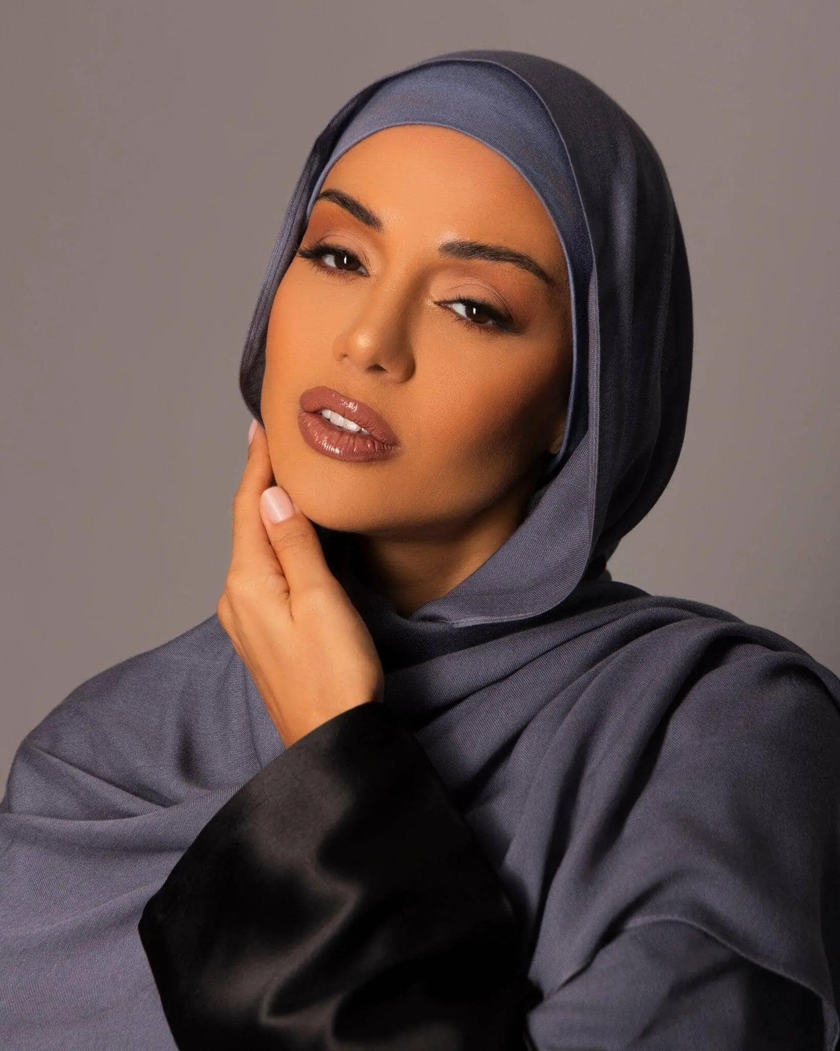 Premium Modal Hijab  with matching under cap set – Ash Slate