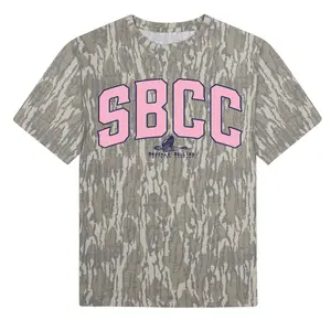 SBCC Logo Pink Bottomland Washed Out Mossy Oak Camo Cotton T Shirt, Men’s Camo Hunting Tee, Lightweight Outdoor Shirt | Deer Forest Graphic T-Shirt for Men, Gift for Fan, Father's Day, Mother's Day