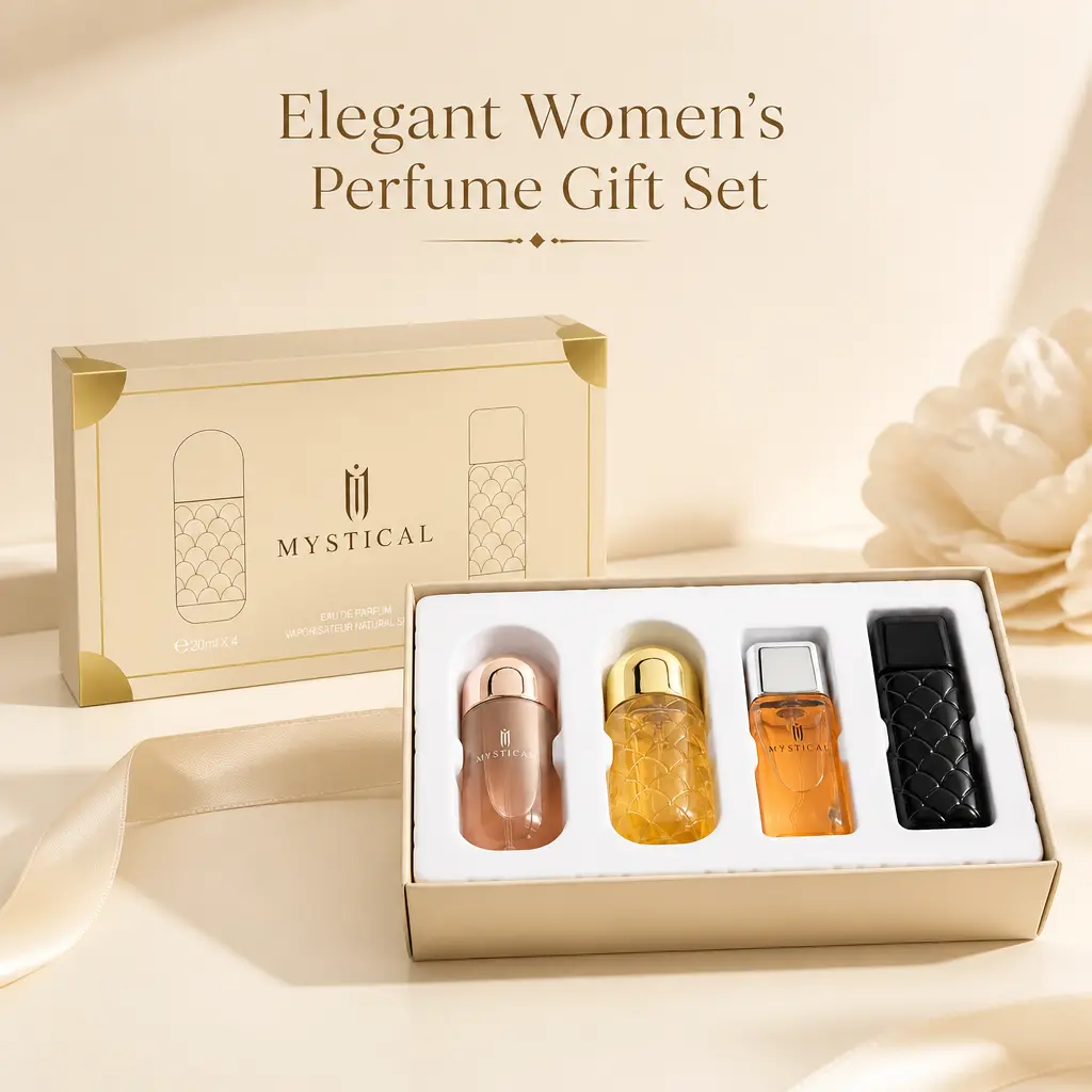 MYSTICAL Women’s Perfume Gift Set, 4-Piece Eau de Parfum Collection, 30ml Each, Elegant Sweet & Floral Fragrance Variety, Luxury Gold Box for Her, Birthday, Date Night & Holiday Gifts