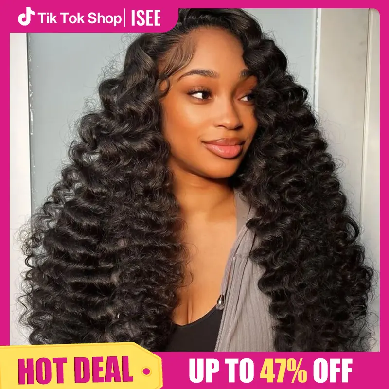 ISEE HAIR Human Hair Half Wig Loose Curly Glueless Drawstring Wig, Invisible Hairline, Seamless Blend, Flip Over Design, Minimal Leave-Out, Beginner Friendly, Quick Install, Natural Looking, Summer Hairstyles#SummerWins #DealsForYouDays