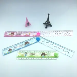 Small Frog 30cm Folding Ruler, Transparent Foldable Ruler with Heat Transfer Cartoon Pattern, Student Stationery Supplies