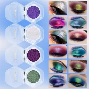 Prreal Chameleon Eyeshadow Glitter, Glitter Shimmer Eyeshadow, Multichrome Glitter Highlighter Eyeshadow, Highly Pigmented Metallic Eyeshadow Palette, Long-lasting Eyeshadow Makeup Gift