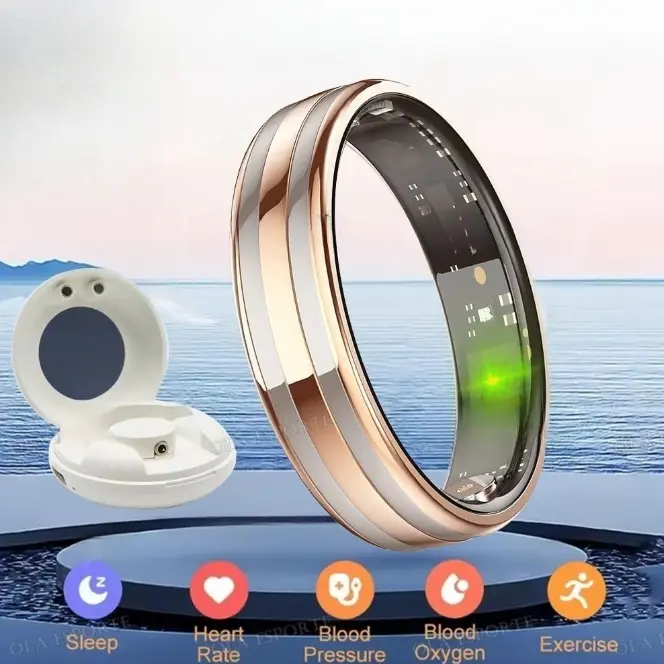 6.3mm Thin Smart Ring Health Monitor,Waterproof Fitness Tracker Ring with HeartRate, Blood Oxygen & Body TemperatureMonitoring for Sports