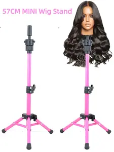 Adjustable 23" Wig Stand Tripod, 5 Color High-Quality Metal, Portable & Foldable, Ideal for Mannequin Heads, Professional Wig Making & Styling