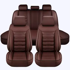 OTOEZ Premium PU Leather Car Seat Cover 5 Seats Waterproof Breathable Full Surround Protection with Airbag Compatible Design Universal Fit for Cars SUVs