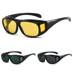 Polarized Fit Over Sunglasses For Men Driving UV Protection Wear Over Prescription Glasses Fishing Outdoor Sun Glasses with Yellow Green and Black Lenses