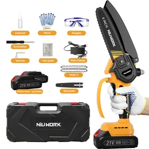 NiuWork MiniChainsaw-Portable Electric Cordless PruningSaw with Upgraded Copper Motor 21V1300mAh Rechargeable Battery LightweightDesign Springtok Tool Kit Cutting