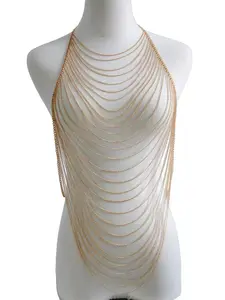 Tassel Necklace Layered Simple Style Women's Bikini Chain Unique Exaggerated Vintage Body Chain Accessory Chic Body Jewelry