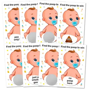 Baby Shower Boy Scratch Off Poop Game, Easy to Play Silly Funny Game, Ice Breaker Activity Raffle Cards with Blue Pacifier, Set of 40 Cards Made in USA