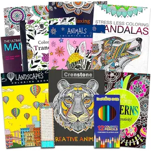 10 Pack Adult Coloring Book Super Set - Bundle with 10 Adult Coloring Books for Women, Men Featuring Mandalas and More | Advanced Coloring Books Bulk