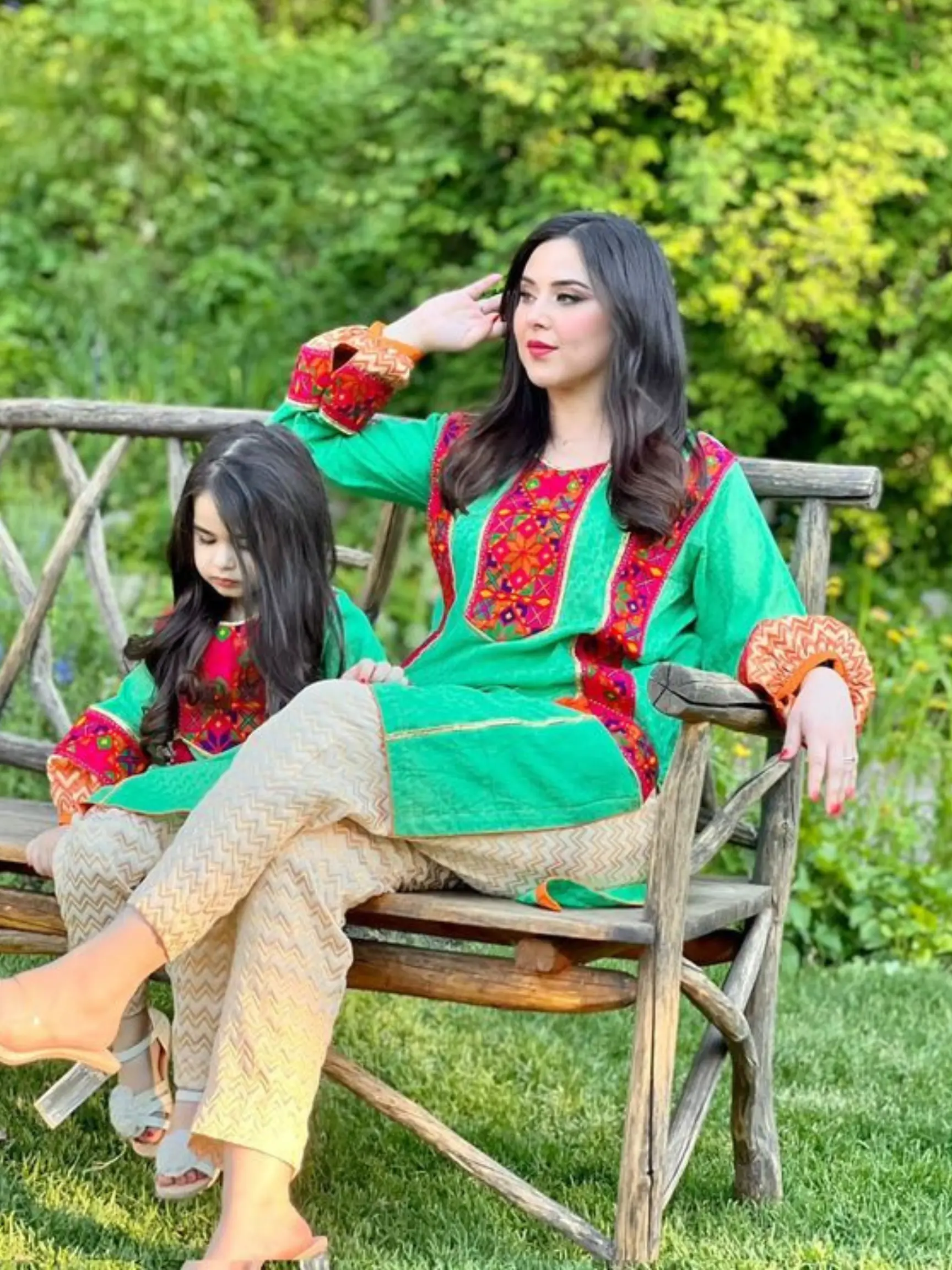 Green Kurta Set - Fitted Cotton Jacquard Kurta with Multicolor Woven Laces & Gold Straight Pants for All Seasons