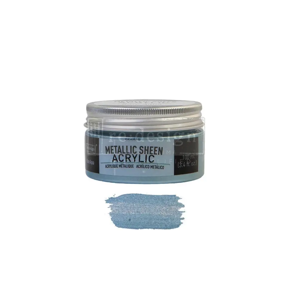 Redesign Acrylic Paint Metallic Sheen - Rare Aqua - 1 jar, 100 ml (3.4 fl oz)