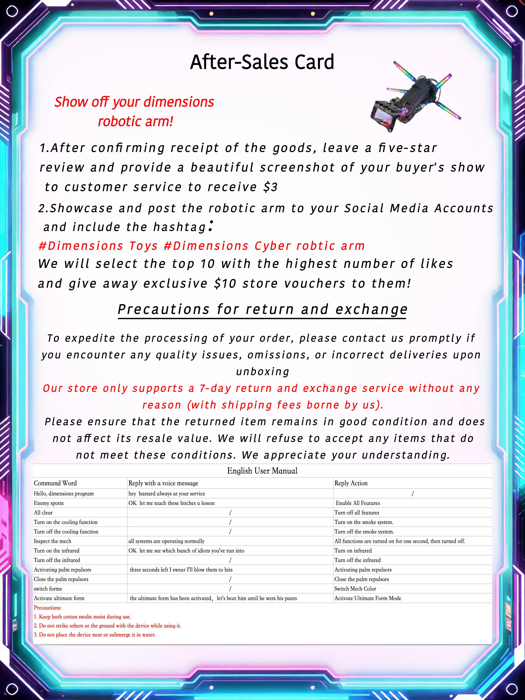 Dimensions Toys Cyberpunk-inspired LED Genos Cyber mechanical arm, 11.8 inches.Handmade cosplay anime toys, home décor, and stress-relieving toys are suitable for anime lovers and festive partiesCreative toys available in the US.