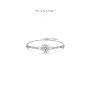 Platinum-Plated Moissanite Bracelet, 2.0 Carat Total Weight – Brilliant & Eye‑Catching, High‑Definition Product Photos, French Elegance