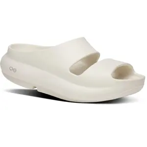 Oofos OOyea Platform Slide Sandals - White Comfortable & Stylish Women's Footwear