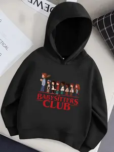 Stranger Things Babysitter Club Cartoon Graphic Casual Hoodie for Kids, Retro Print Childrens Sweatshirt with Long Sleeves for Casual Wear, Perfect Gift for Children