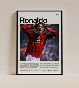 Cristiano Ronaldo Poster, Football Art Print, Sports Wall Decor, Football Legend