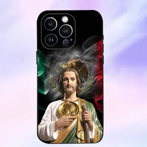 San Judas Tadeo  Phone Case For iPhone 16,15,14,13,12,11 Plus,Pro Max,Soft Silicone Black Cover