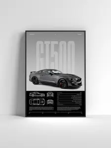 Ford Mustang Shelby GT500 Poster American Muscle Car Wall Art Classic Sports Car Print Gift for Car Enthusiast Car Print Car Poster