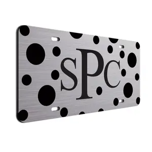 Monogrammed License Plate Polka Dot Bold Letters Custom Car Tag