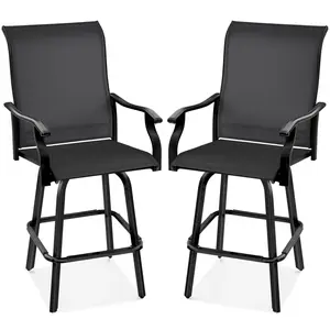 Best Choice Products Set of 2 Outdoor Swivel Bar Stools, Patio Barstool Chairs w/ 360 Rotation, All-Weather Mesh
