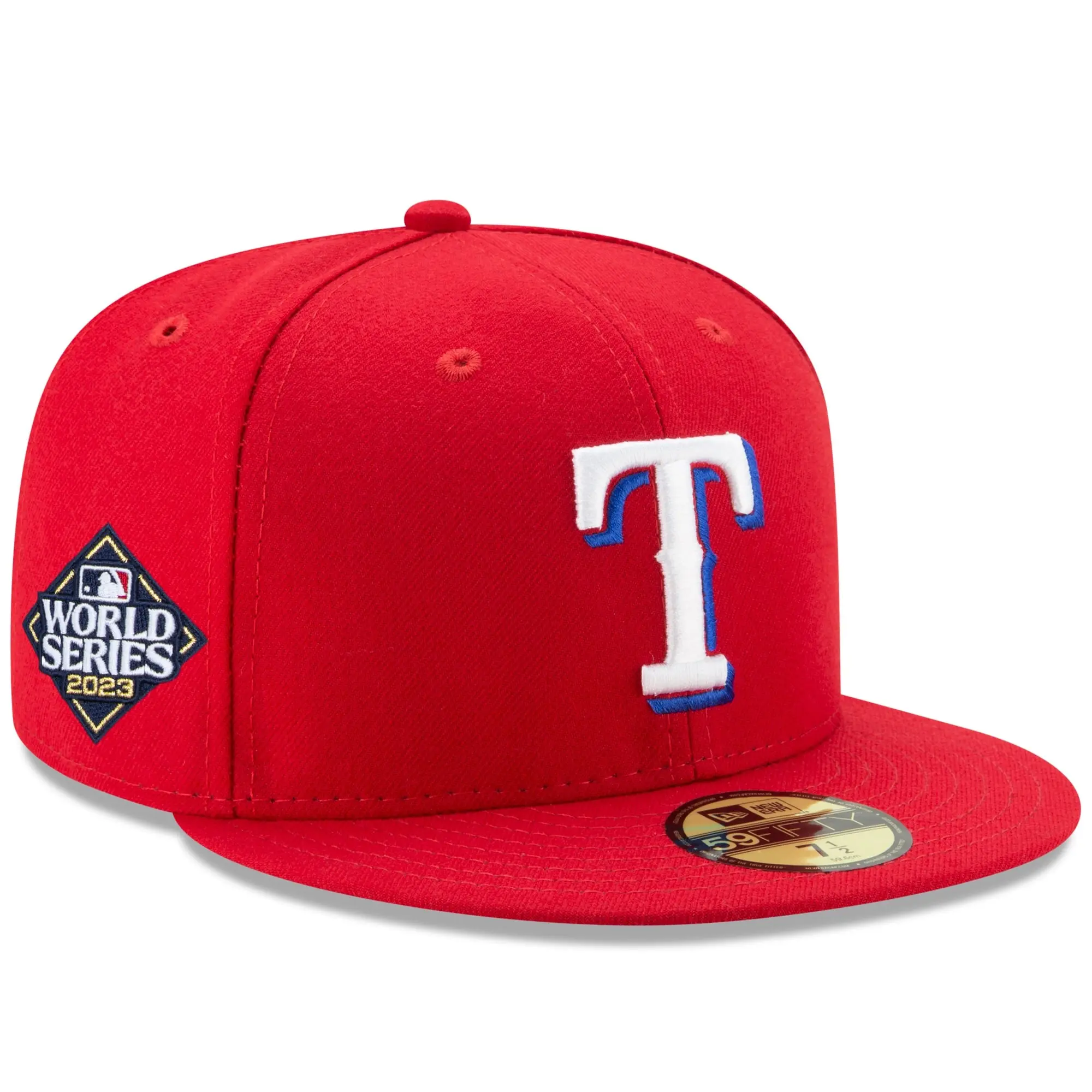 New Era Texas Rangers 59FIFTY Fitted Baseball Cap – RED 2023 World Series Patch
