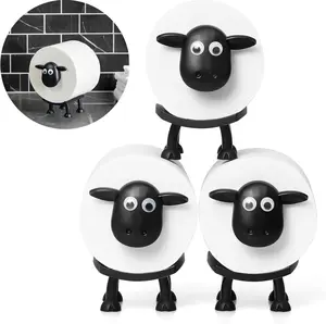 Sheep Toilet Paper Holder 3 Pack - Funny 3D Printed Black Sheep Toilet Roll Holder - Free Standing Tissue Paper Roll Storage, Cute Bathroom Decor for Home or Guest Bathroom