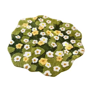 LAKEA Tufting Moss Bedroom Rug Bathroom Mat Soft Meadow Plants Living Room Carpet Bedside Floor Pad Doormat Tidy Aesthetic Home Decor Floral Pattern Rug