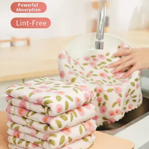 11.8 inches × 11.8 inches Coral Fleece Cleaning Cloths Super Absorbent Lint-Free Reusable Rags for Kitchen Dishes and Car Care 12 Pack
